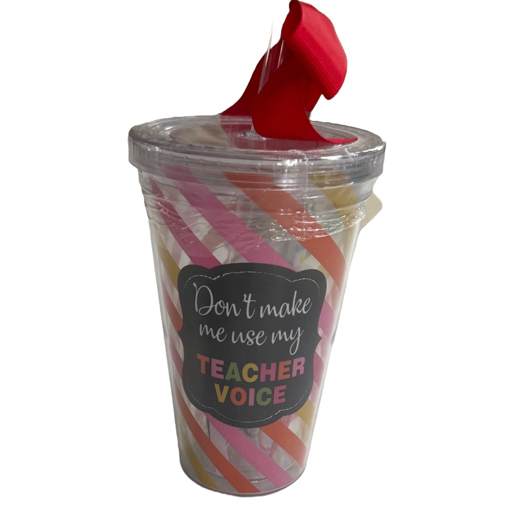 PERFECT TEACHER GIFT! NEW Don’t Make Me Use My Teacher Voice Tumbler Gift Set.